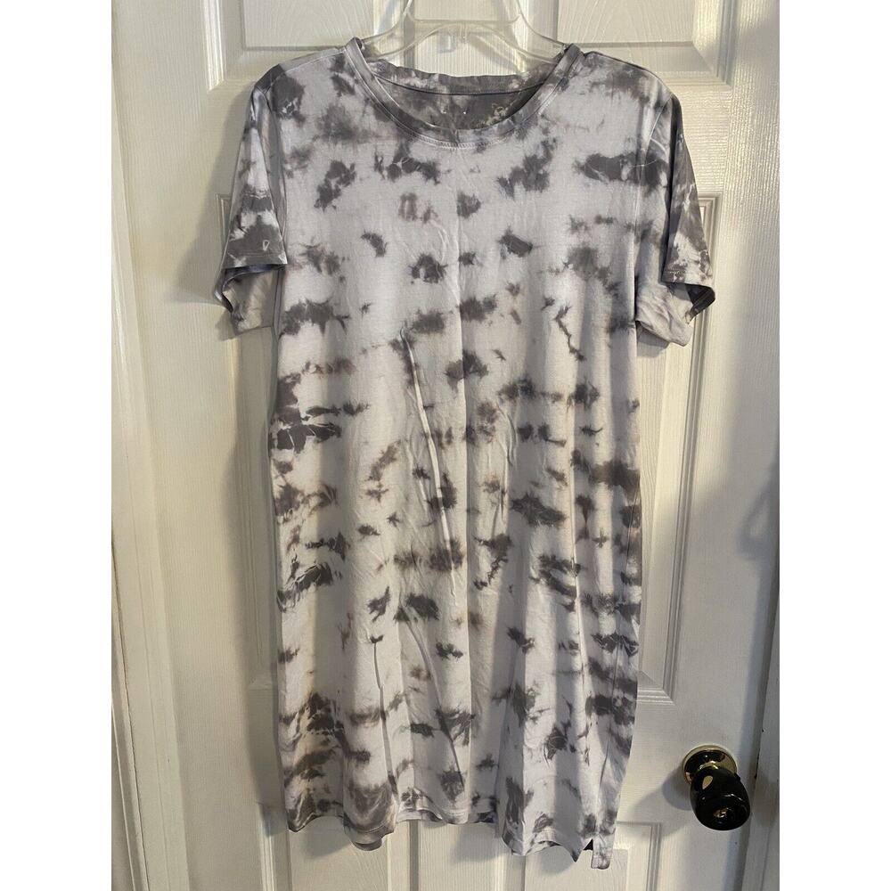 Marc New York Performance T-Shirt Dress Gray/White Size Large 100% Cotton